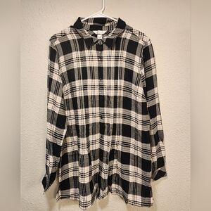 NWT Plaid Black and White Women's Christopher & Banls Top